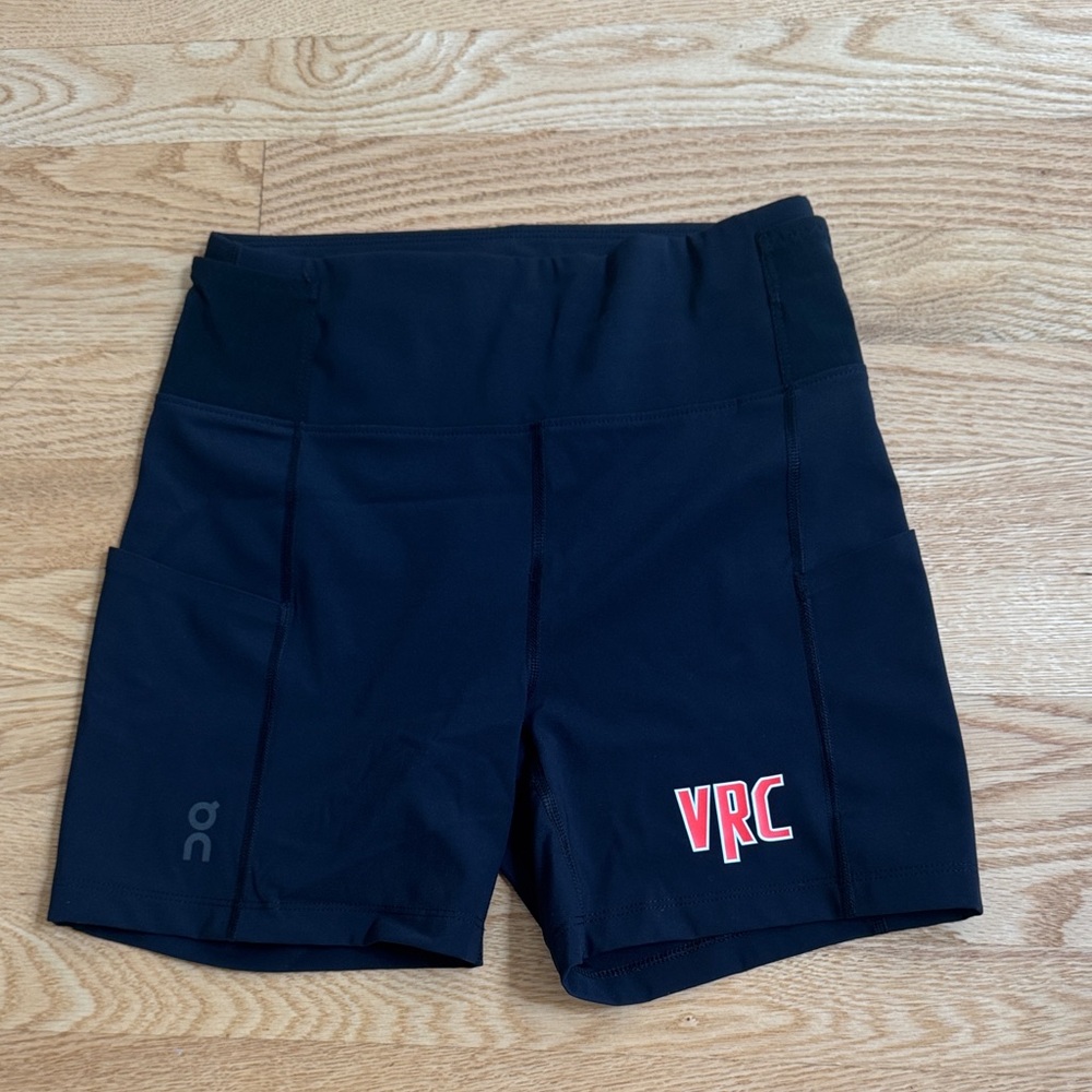 On Running Black Athletic Shorts with Red VRC Logo - Venice Run club